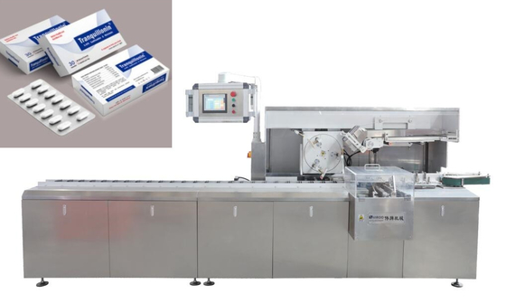 Mesin karton obat PLC Line Interlocked Door Continuous Cartoning