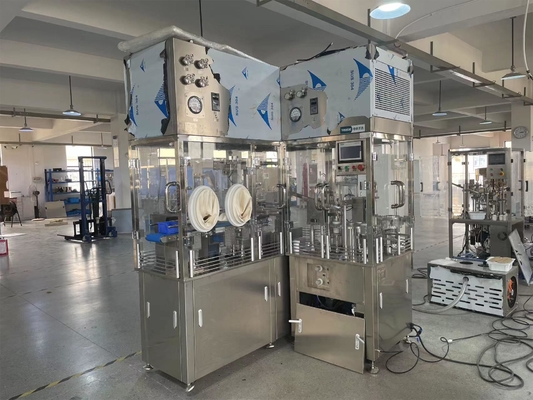 Otomatis Pre-diisi Luer Lock Kaca Jarum suntik Filler Plugging Penutupan Tutup Peralatan Jarum suntik Vacuum Penuh Mesin Sealing