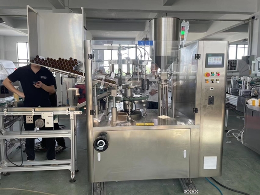 Kosmetik pasta krim Plastik lem Aluminium Lembut kecil tabung ekor Mesin pengisian piston kecepatan tinggi dan penyegelan packing
