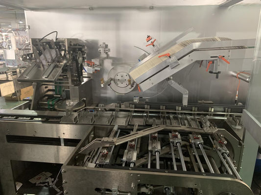 Mesin karton obat PLC Line Interlocked Door Continuous Cartoning